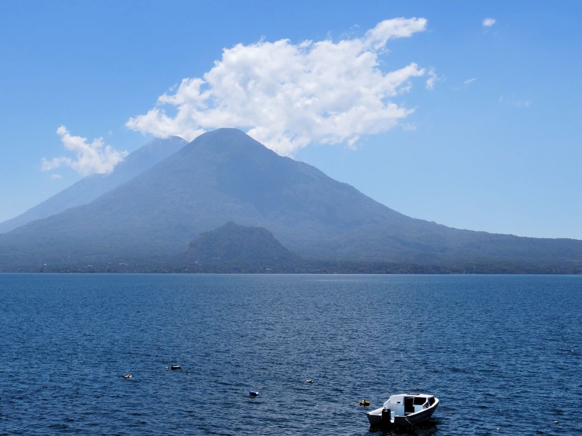 lake atitlan view volcano