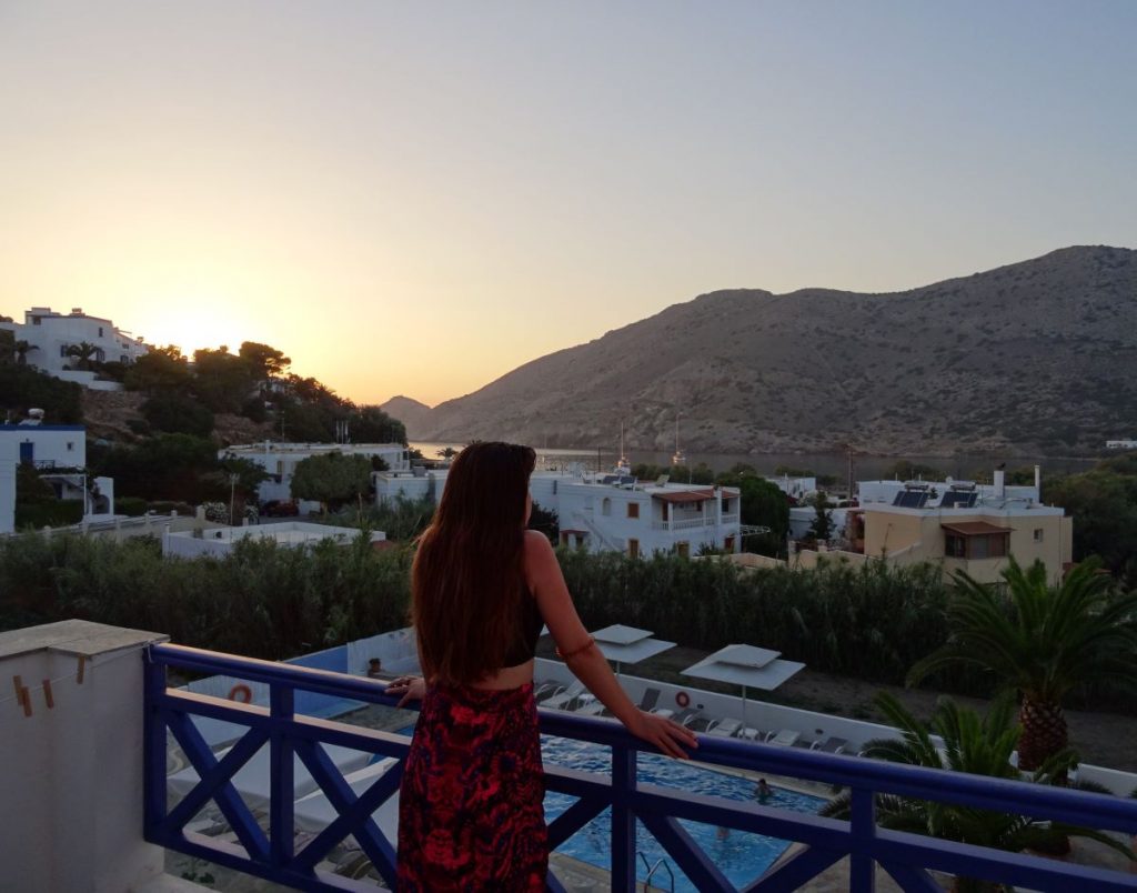 lady on balcony hotel remvi galissas