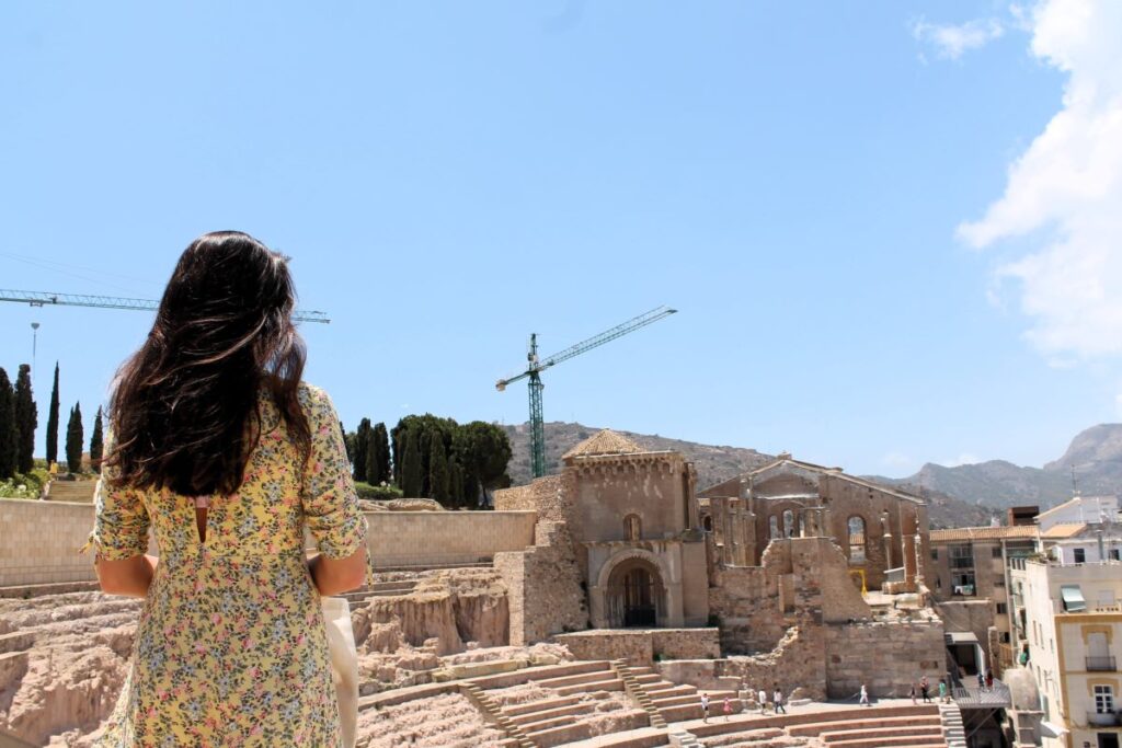 aimee looking over roman ruins cartagena