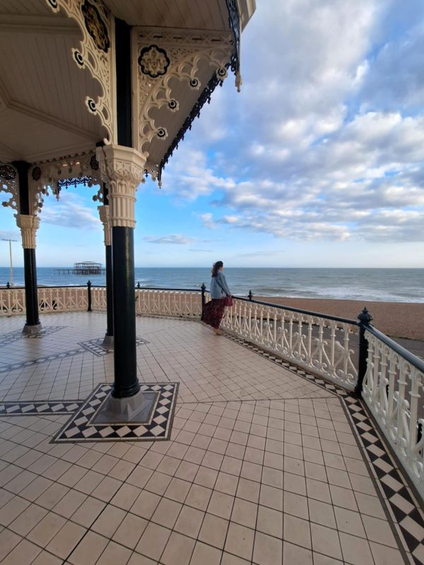 lady at brighton bandstand