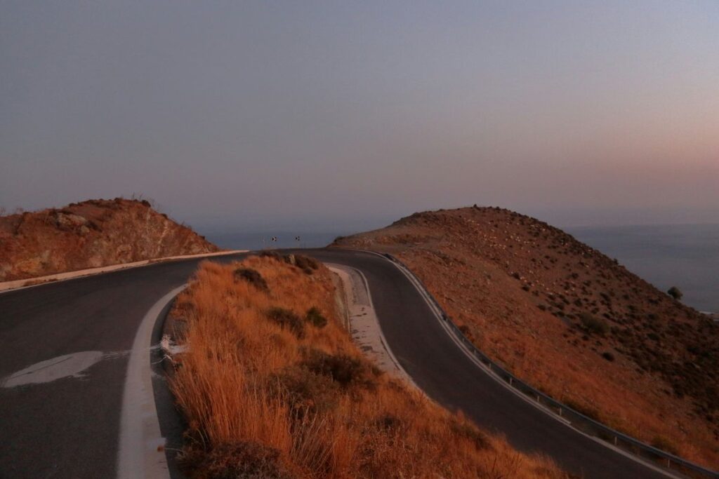 road crete sunset