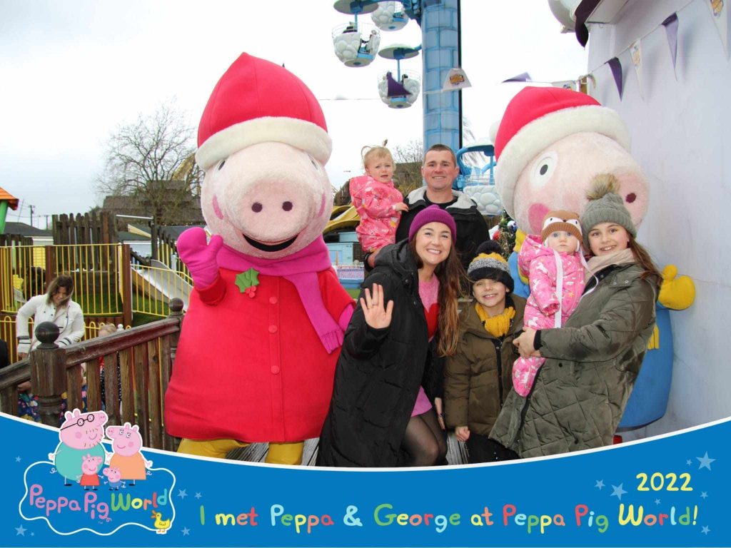 family photo at peppa pig world