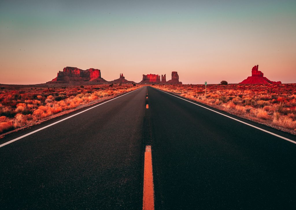 road in phoenix arizona at sunset