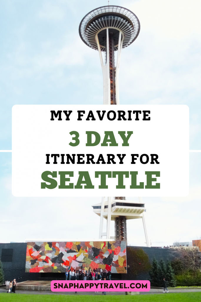 3 days is enough time to spend in Seattle. You can pack a lot into three days in Seattle! For example, you’ll get to see the city’s top sights like the Space Needle, Pike Place Market, and the Museum of Pop Culture. In 3 days in Seattle, you’ll also be able to squeeze in a day trip to either gorgeous Leavenworth or the quirky Bainbridge Island.