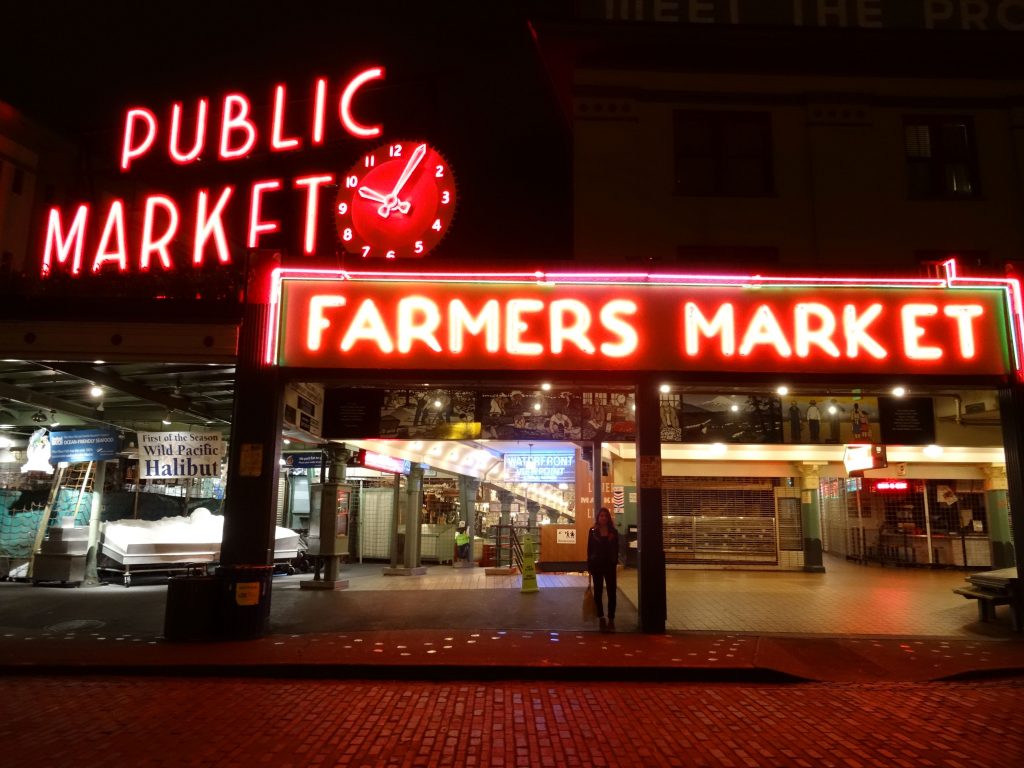 pike place market at night 