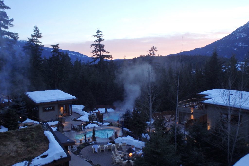 sunset at scandinave spa