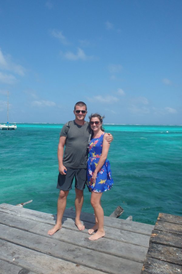 us posing on the jetty caye caulker