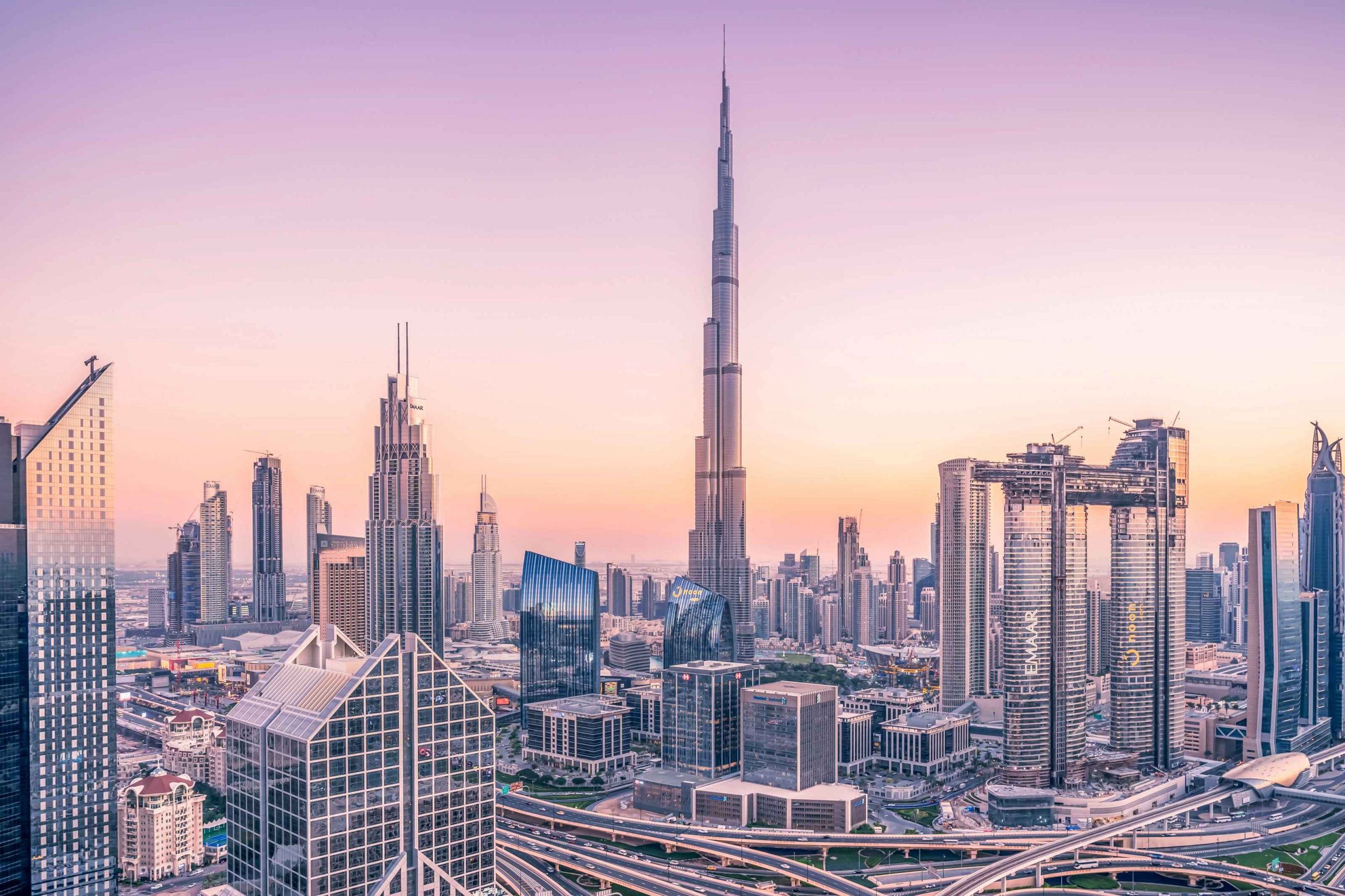 dubai skyline sunset