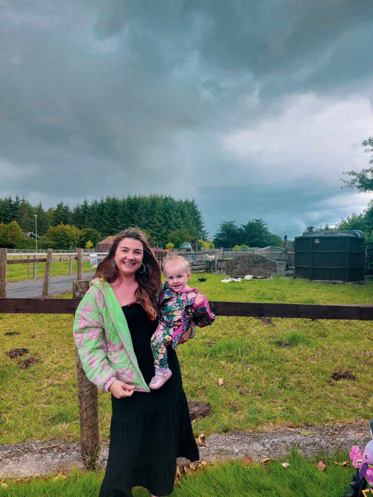 lady and baby posing at leahy's open farm