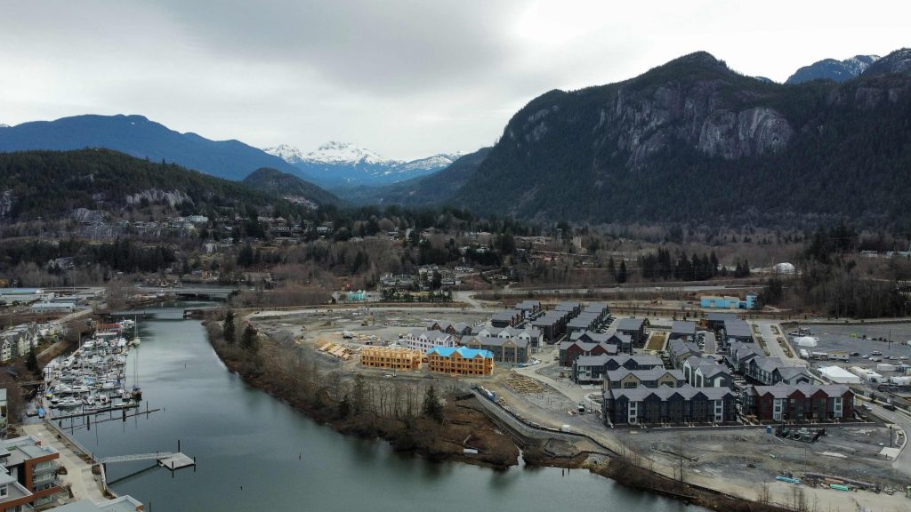 downtown squamish from above