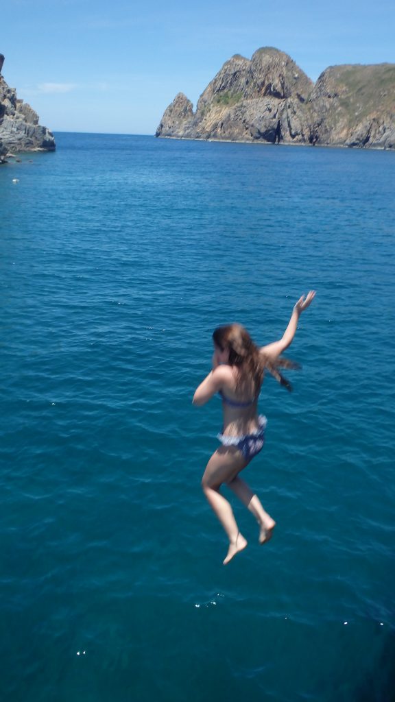 jumping off a boat in nha trang