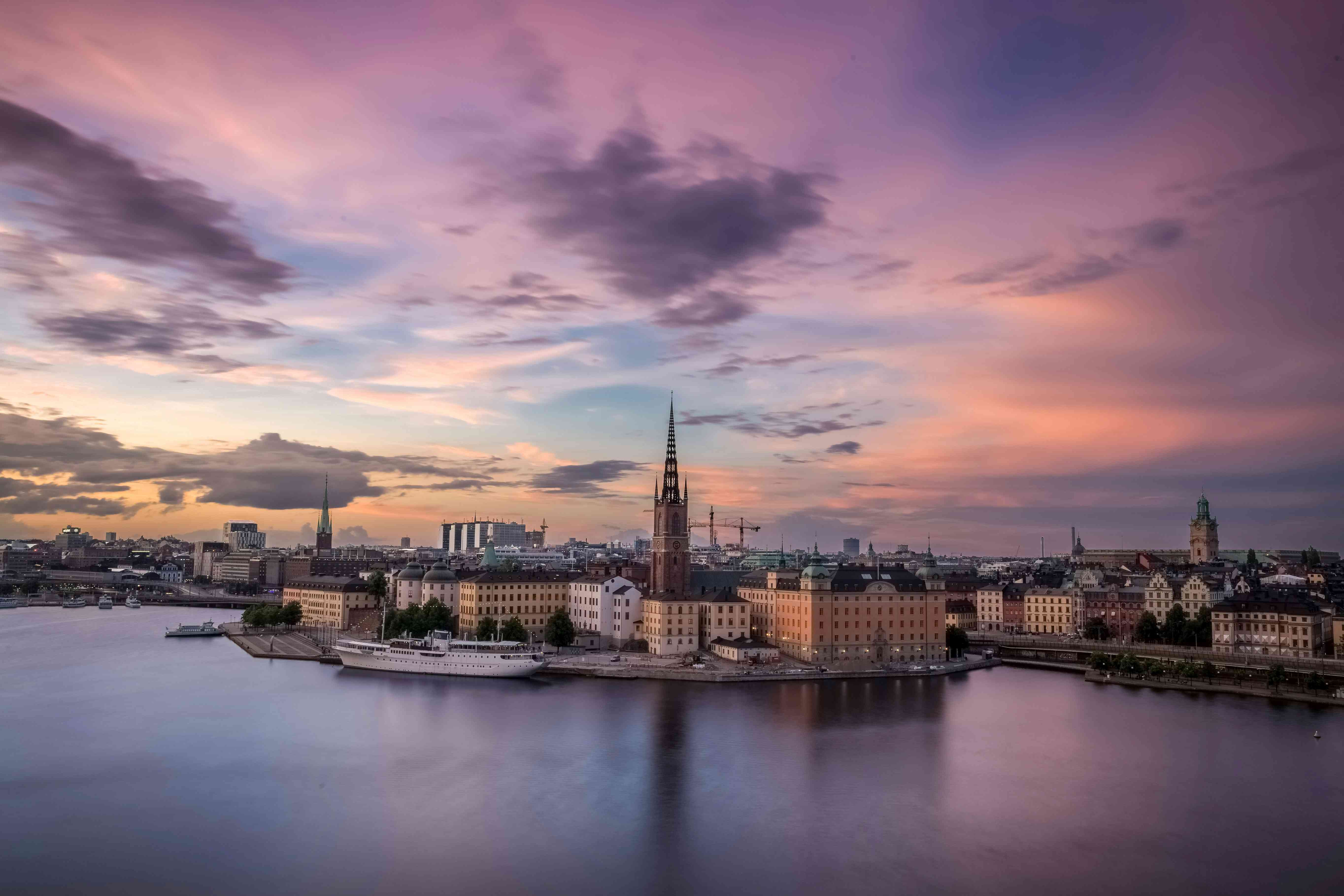 stockholm skyline at sunset