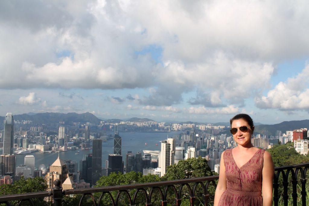 lady at victoria peak hong kong