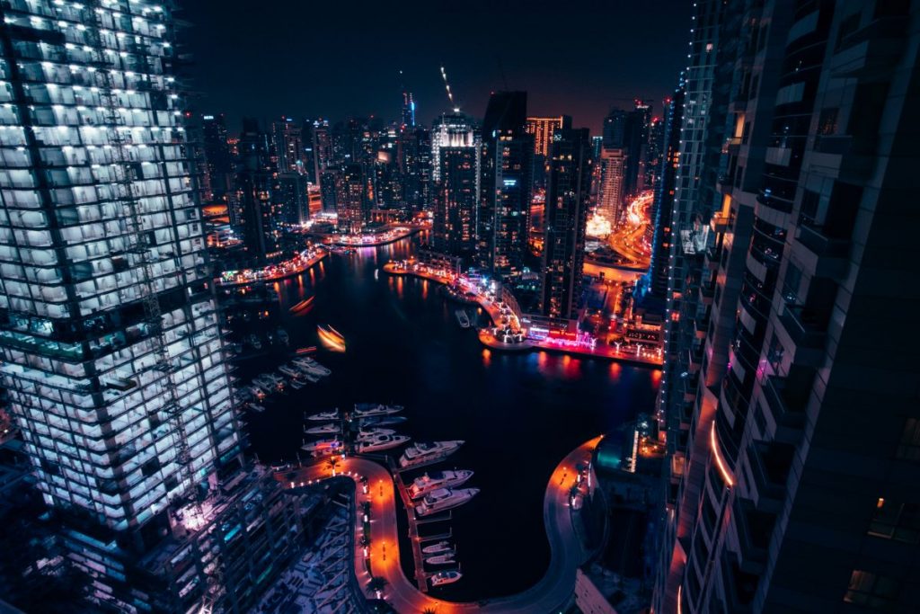 dubai marina at night