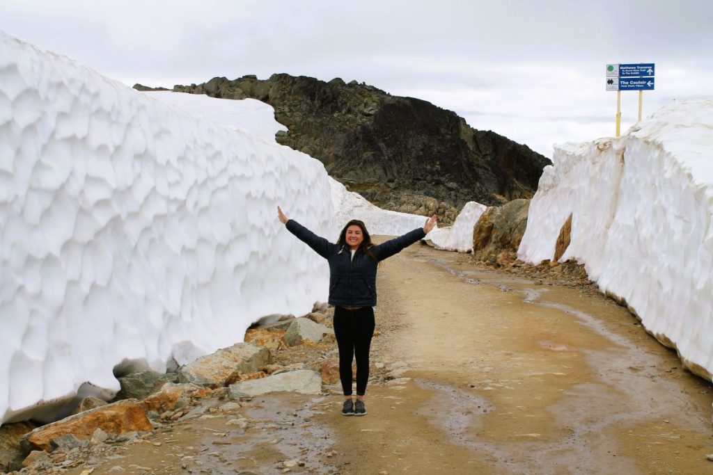 girl at snow walls on whistler mountain