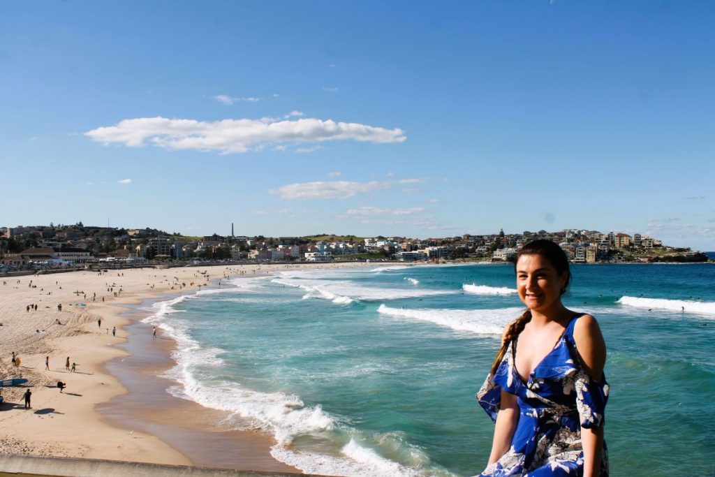 lady posing at bondi beach viewpoint sydney