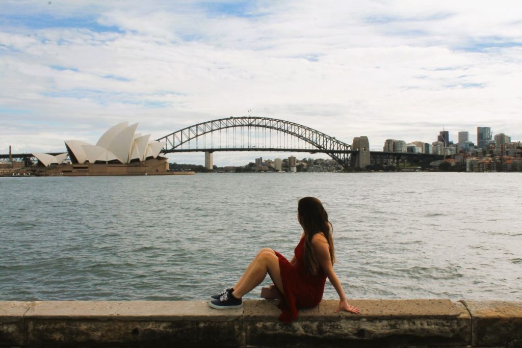 lady at mrs macquarie chair sydney