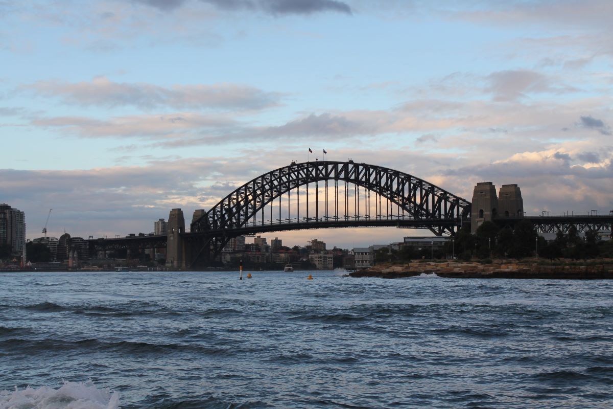 sydney harbor bridge at sunset