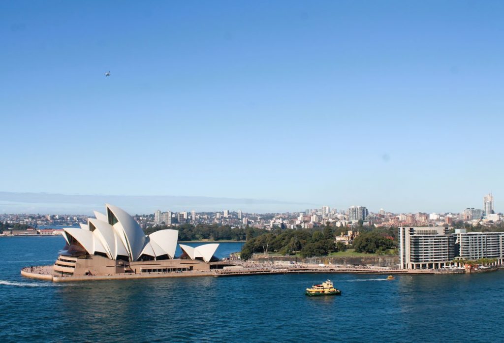 sydney opera house view from harbour bridge