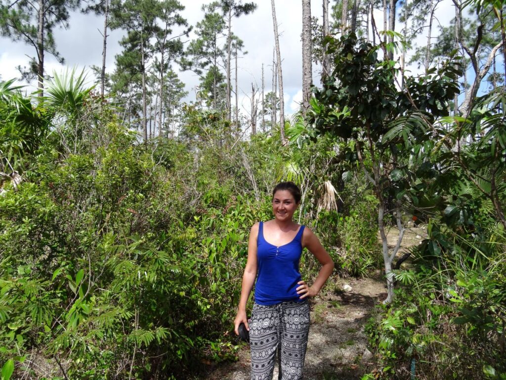 lady walking through jungle at belize zoo