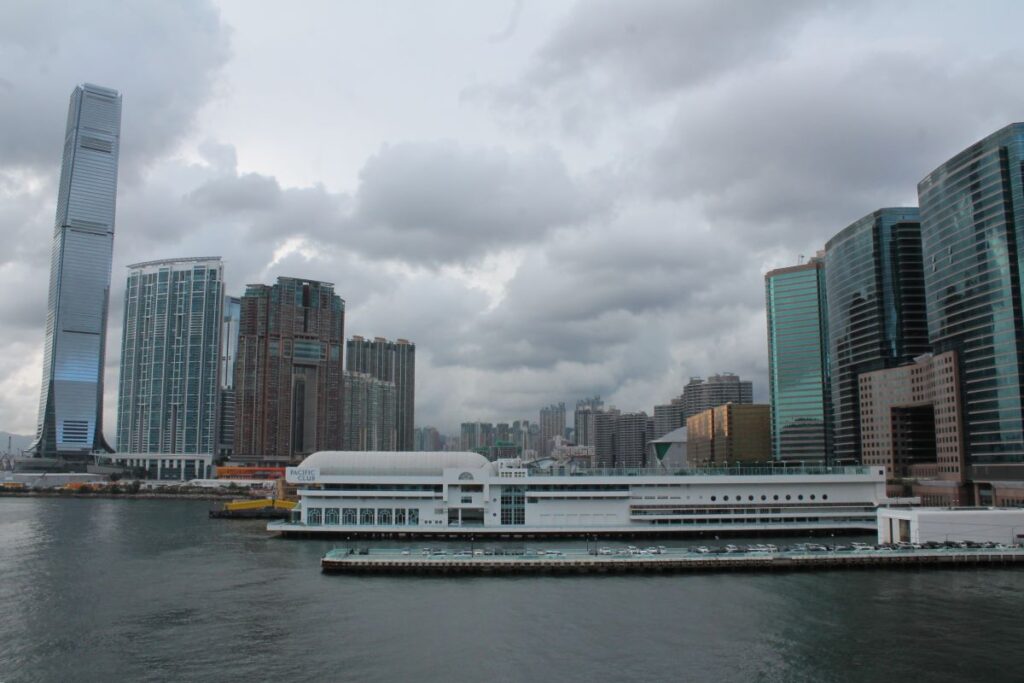 hong kong skyline on a cloudy day