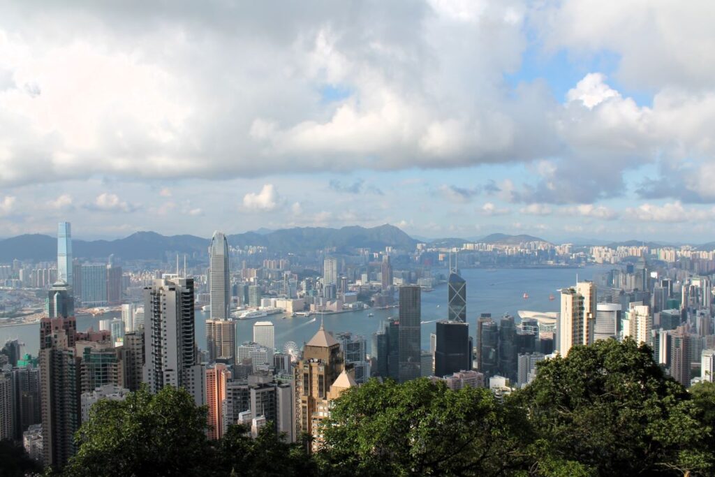 hong city from the victoria peak tram