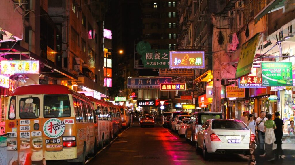 street in hong kong night