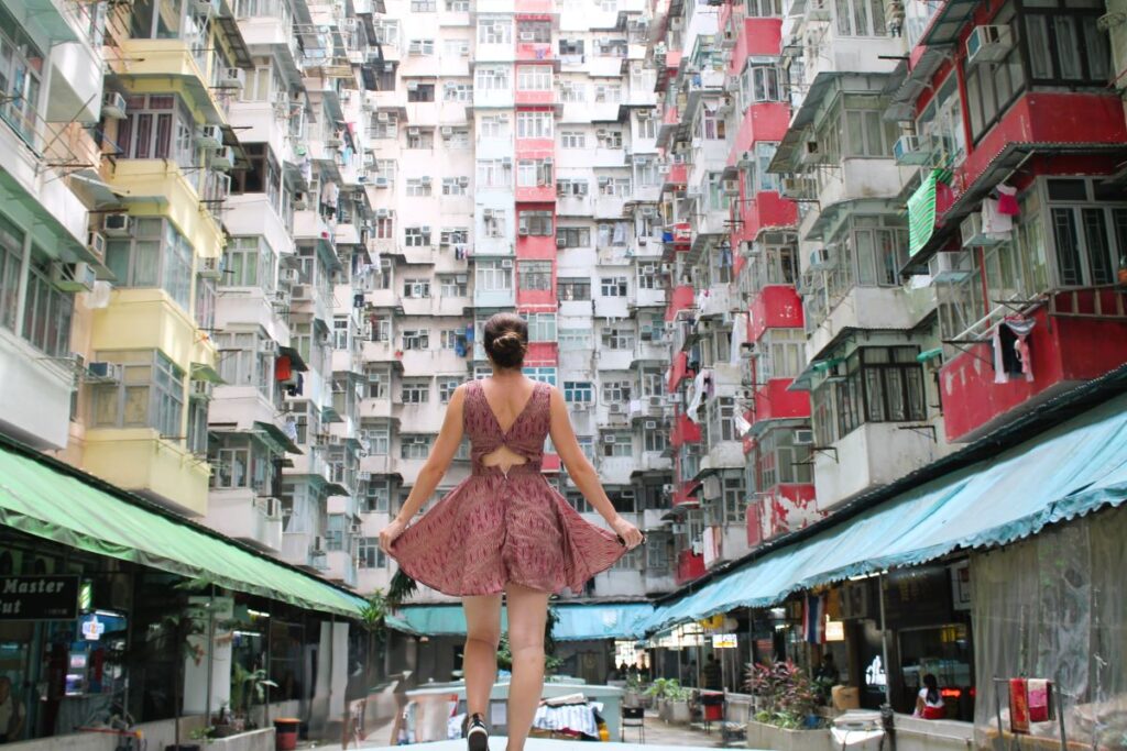 lady at monster building hong kong