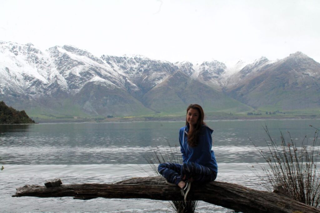 lady queenstown lakefront winter