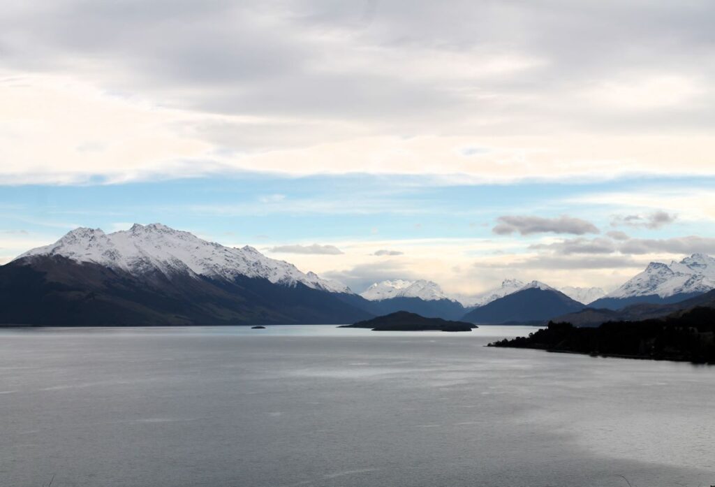 views on glenorchy road in winter