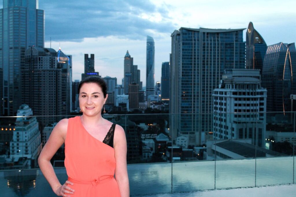 lady posing rooftop bangkok