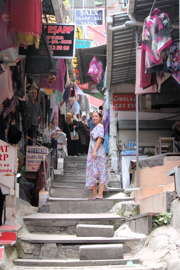 narrow street with steps istanbul