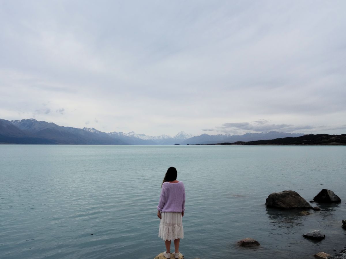 lady lake pukaki south island new zealand