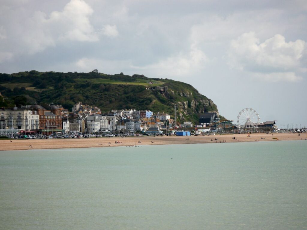hastings beach from pier