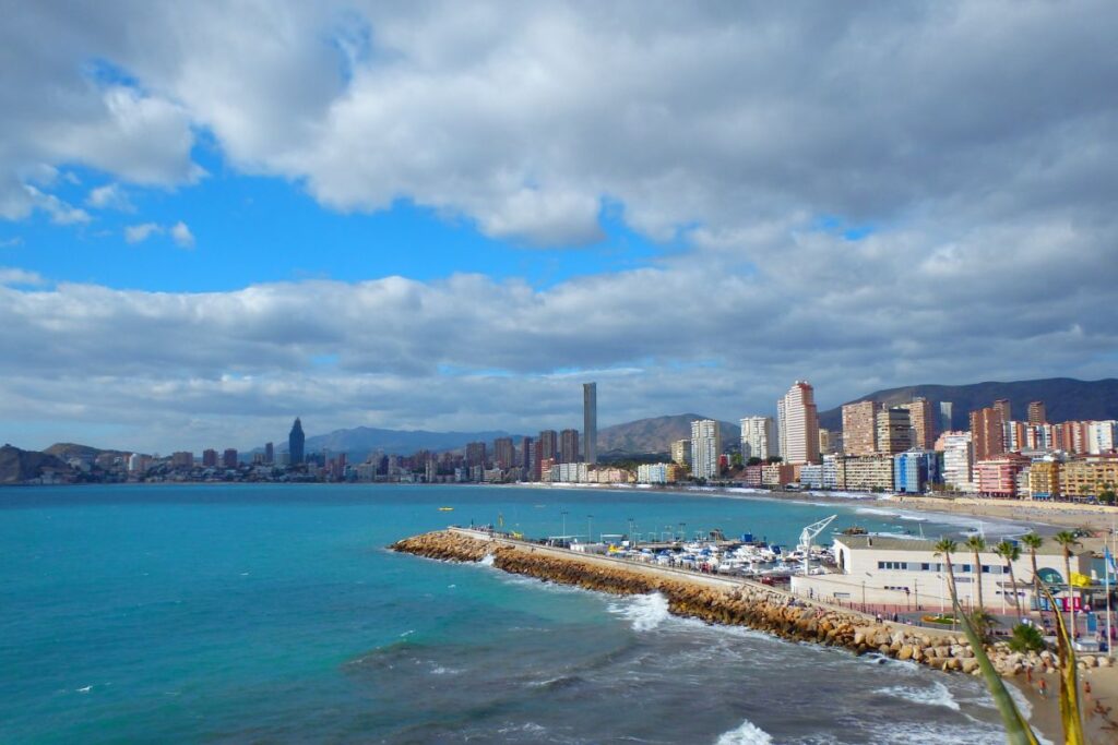 poniente beach as seen from balcony of mediterranean