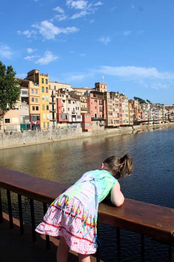 young girl girona spain bridge